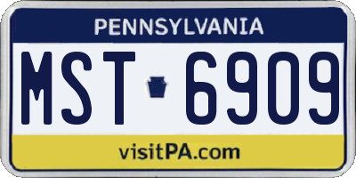 PA license plate MST6909