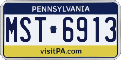 PA license plate MST6913