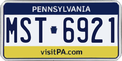 PA license plate MST6921