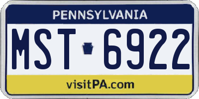 PA license plate MST6922