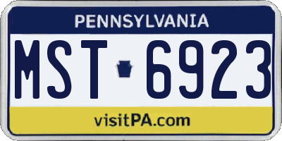 PA license plate MST6923