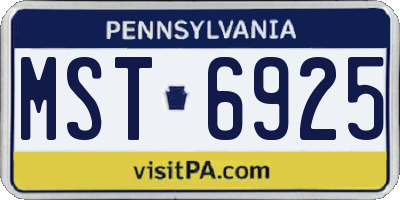 PA license plate MST6925