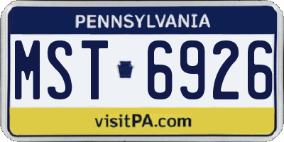 PA license plate MST6926