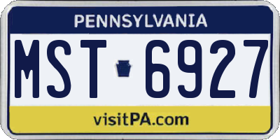 PA license plate MST6927