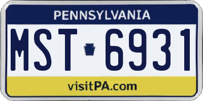 PA license plate MST6931