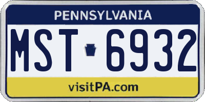 PA license plate MST6932