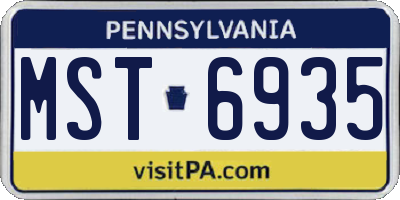 PA license plate MST6935