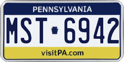 PA license plate MST6942