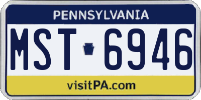 PA license plate MST6946