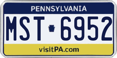 PA license plate MST6952