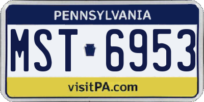 PA license plate MST6953
