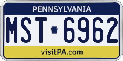 PA license plate MST6962