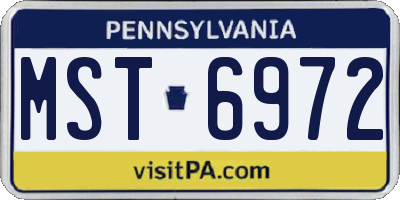 PA license plate MST6972