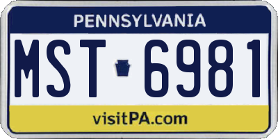 PA license plate MST6981