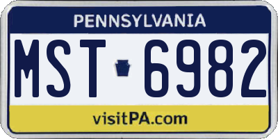 PA license plate MST6982