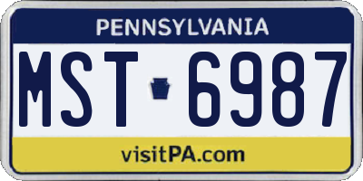 PA license plate MST6987