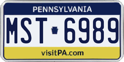 PA license plate MST6989