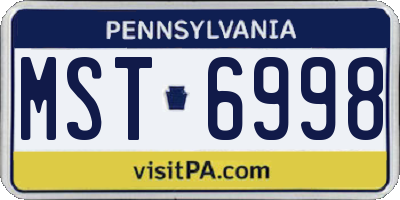 PA license plate MST6998
