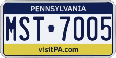 PA license plate MST7005