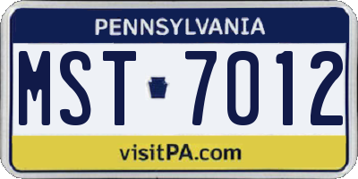 PA license plate MST7012