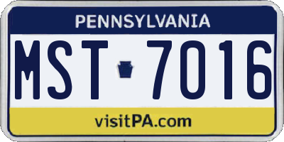 PA license plate MST7016