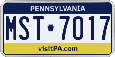 PA license plate MST7017