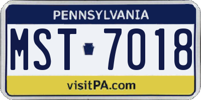 PA license plate MST7018