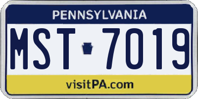 PA license plate MST7019