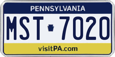 PA license plate MST7020