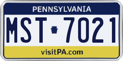 PA license plate MST7021