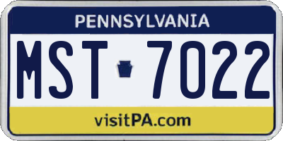 PA license plate MST7022
