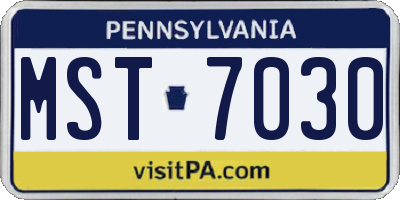 PA license plate MST7030