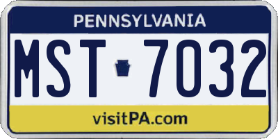 PA license plate MST7032