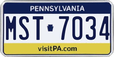 PA license plate MST7034