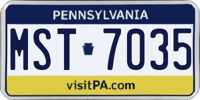 PA license plate MST7035