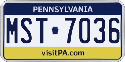 PA license plate MST7036
