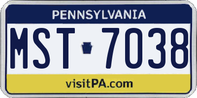 PA license plate MST7038