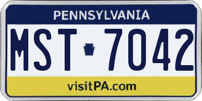 PA license plate MST7042