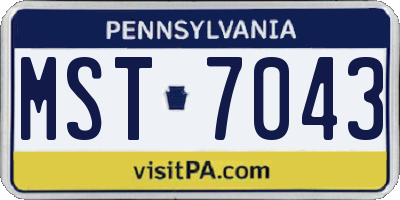 PA license plate MST7043