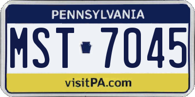 PA license plate MST7045