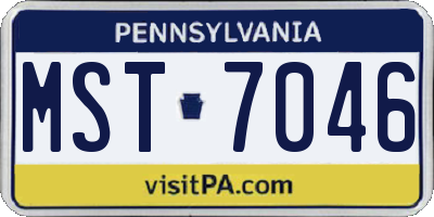 PA license plate MST7046