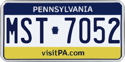 PA license plate MST7052