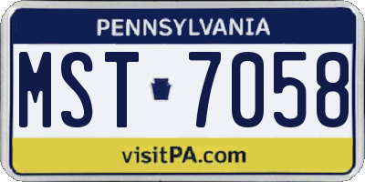 PA license plate MST7058