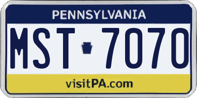 PA license plate MST7070
