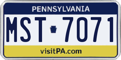 PA license plate MST7071