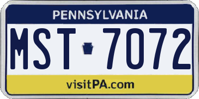 PA license plate MST7072