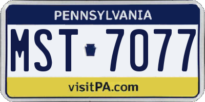 PA license plate MST7077