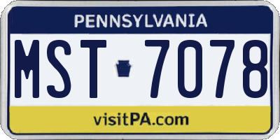 PA license plate MST7078