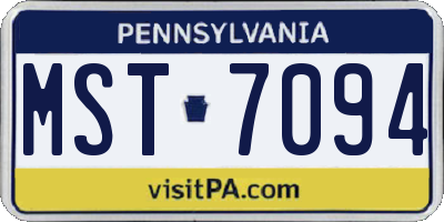 PA license plate MST7094