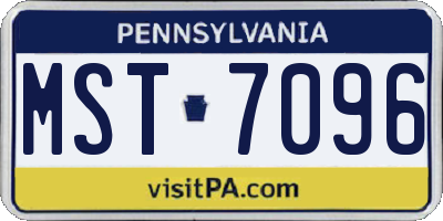 PA license plate MST7096